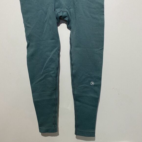 Savvi Women's Green Wide Elastic Waistband Textured Tights Leggings Large - Picture 2 of 8